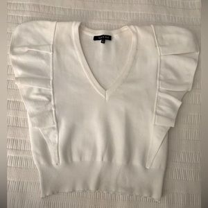 Women’s Strut & Bolt Designer Size Small S White Flutter Sleeve Sweater Top Used